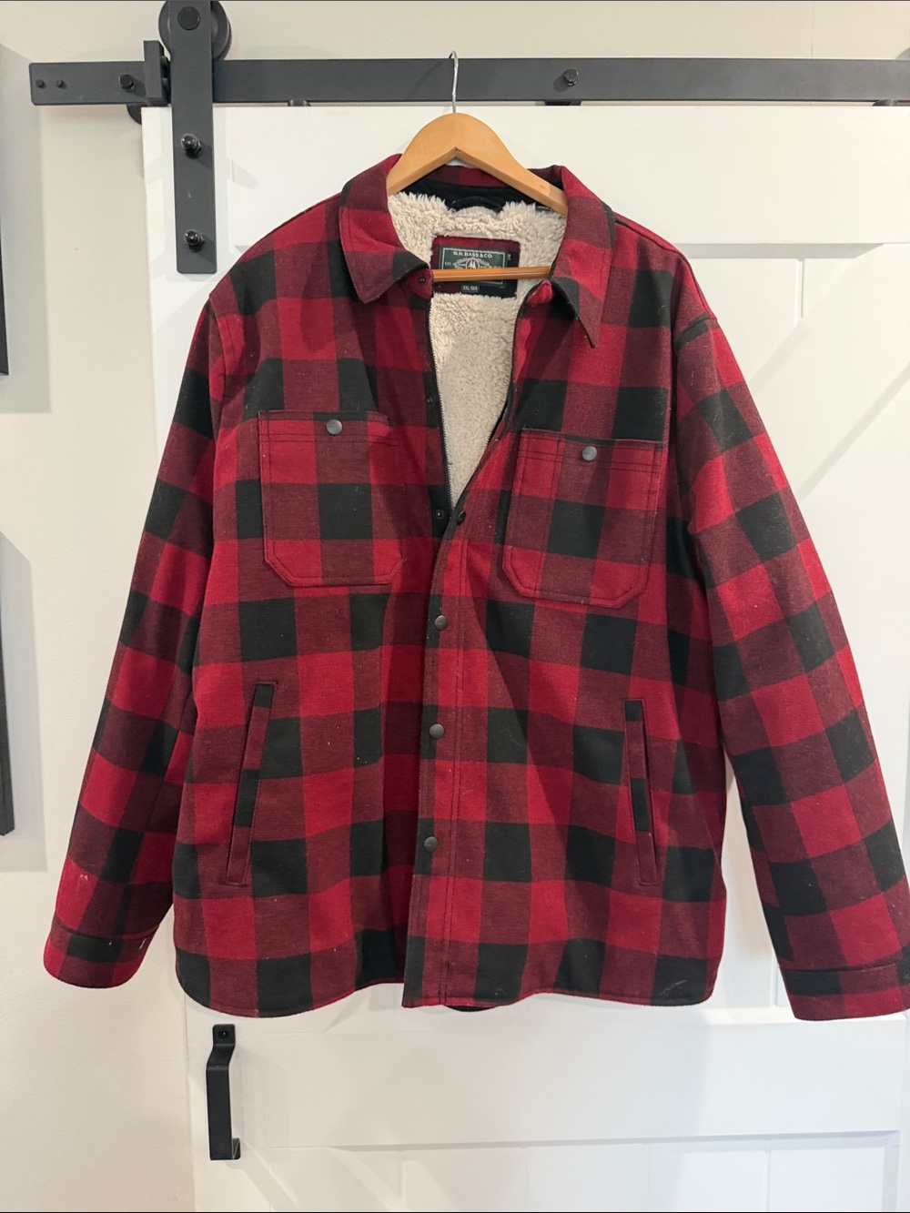 Men's Red & Black Buffalo Plaid GH Bass & Co Sherpa-Lined Jacket